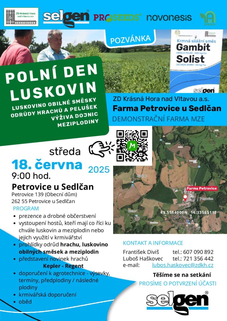 Sdílíme pozvánky na polní dny s tématikou hrachů, LOS a meziplodin